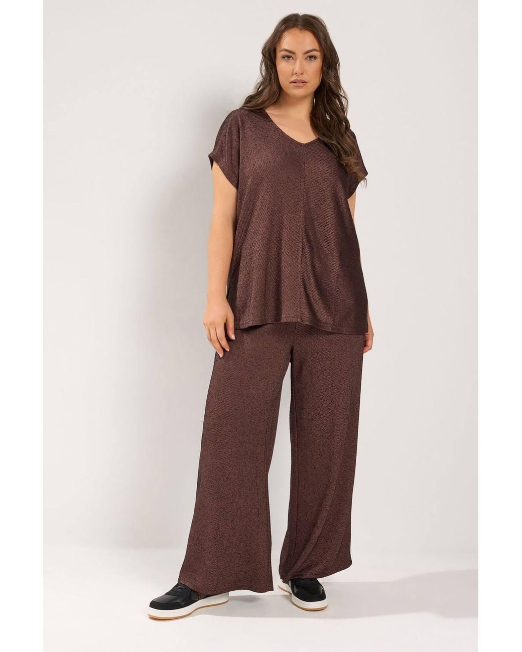 Yours Brown Wide Leg Formal Trousers