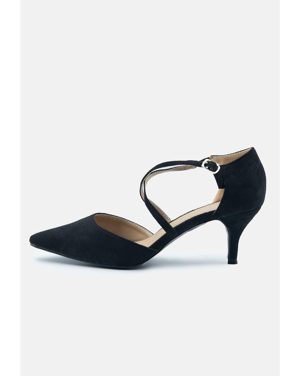 Where's That From Black 'Kennedi' Low Kitten Heel With Crossover Strap