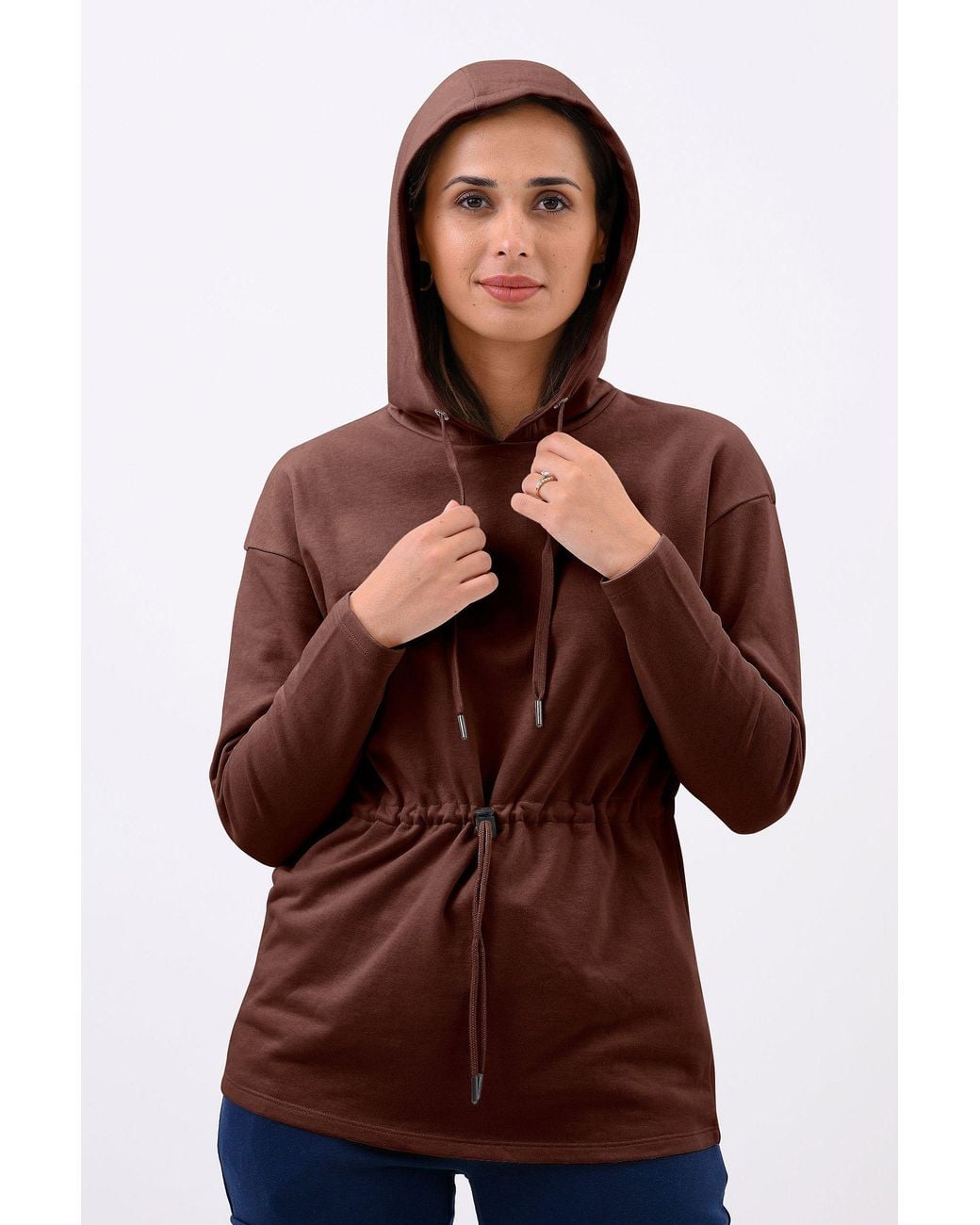 Enorsia Brown Relaxed Fit Terry Sweatshirt