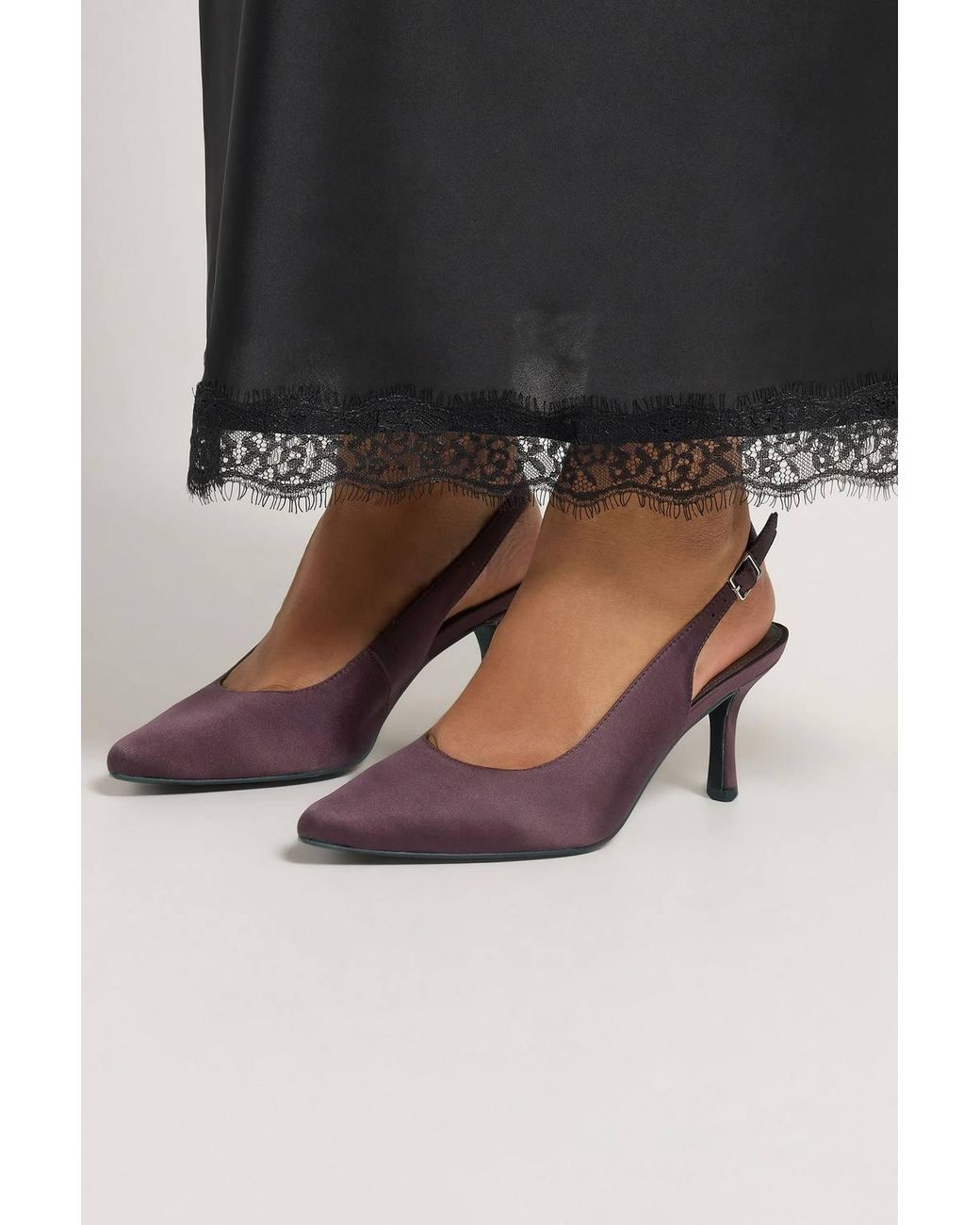 Yours Black Satin Court Heel