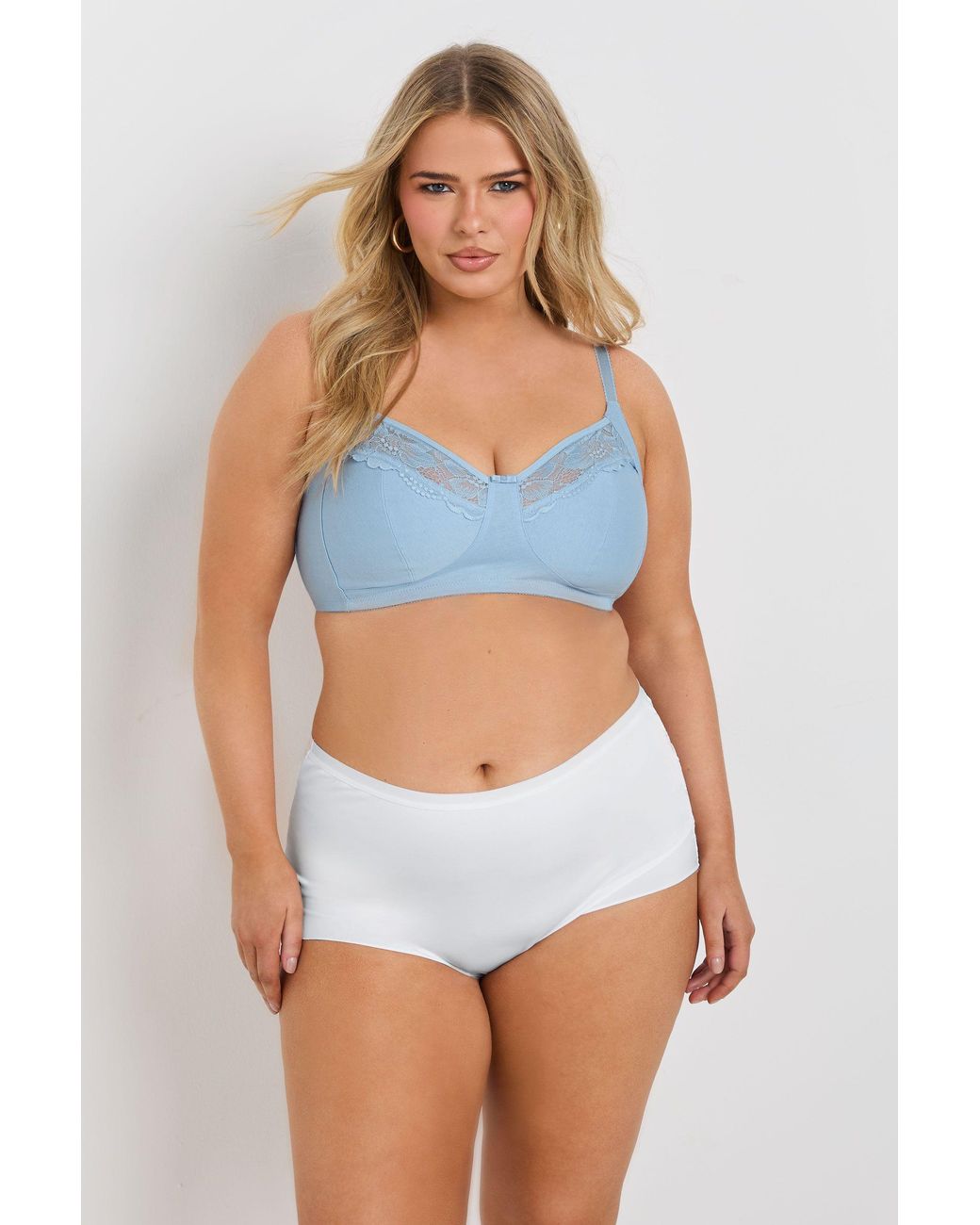 Yours Blue 2 Pack Lace Trim Non-Padded Non-Wired Bralettes