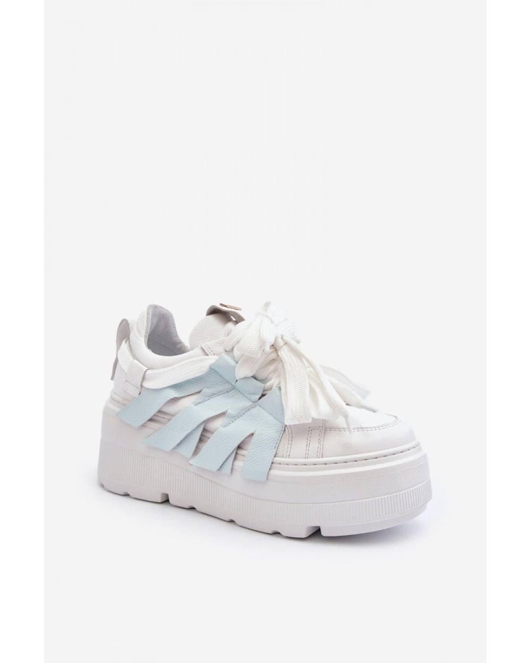 Love Lace Blue Platform Round Toe Chunky Trainers With 5.5Cm Platform