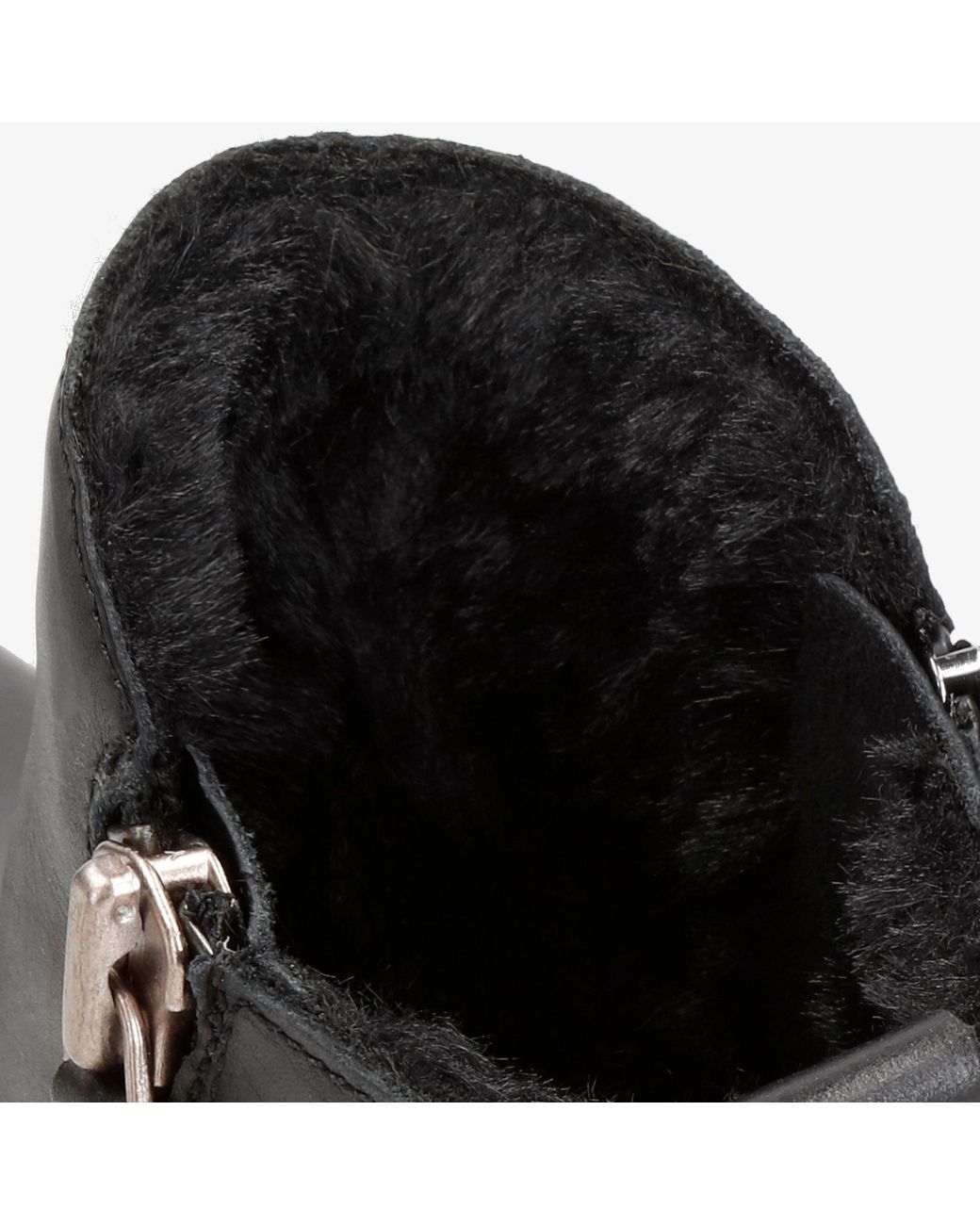 TruClothing Black Side Zipped Faux Fur Lining Block Heel Leather Ankle Boots