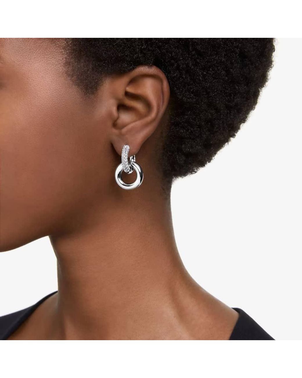 Swarovski Metallic Dextera Interlocking Loop Rhodium Plated Earrings 5671807