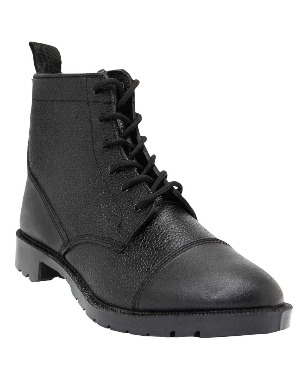 Grafters Black 6 Eye Grain Leather Cadet Boots for men