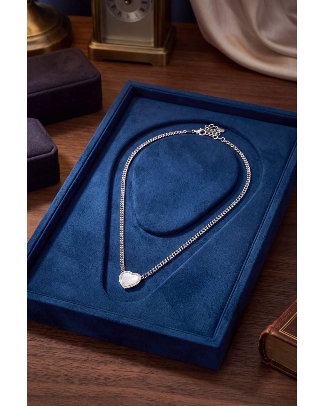 Latelita London White Heart Mother Of Pearl Necklace
