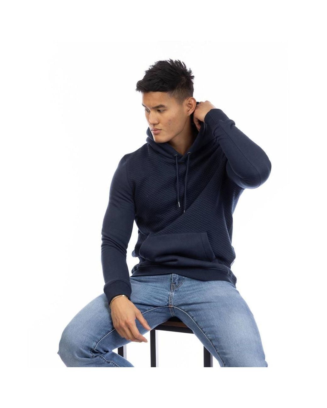 Peter Werth Blue Cotton Regular Hoodie for men