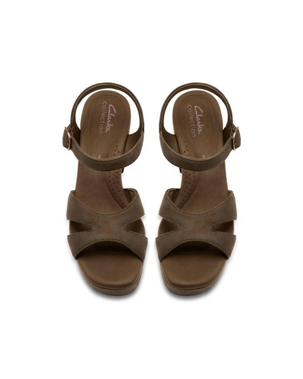 Clarks Brown Nerisa Twist Dark Heeled Sandals, Wedge Sandals