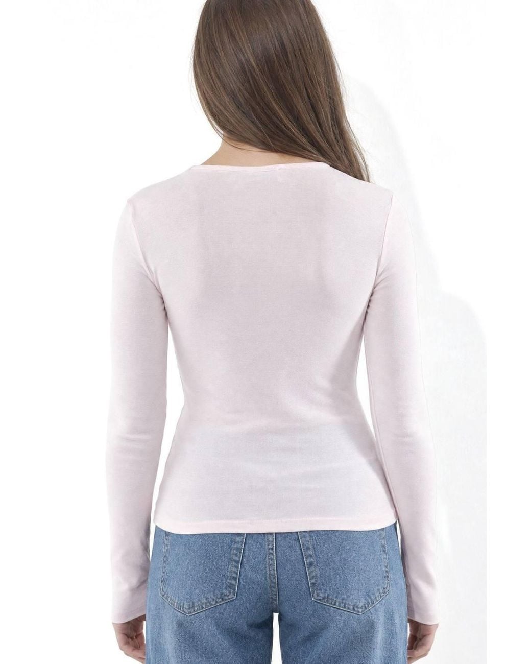 Busem White Long Sleeve Crew Neck Top