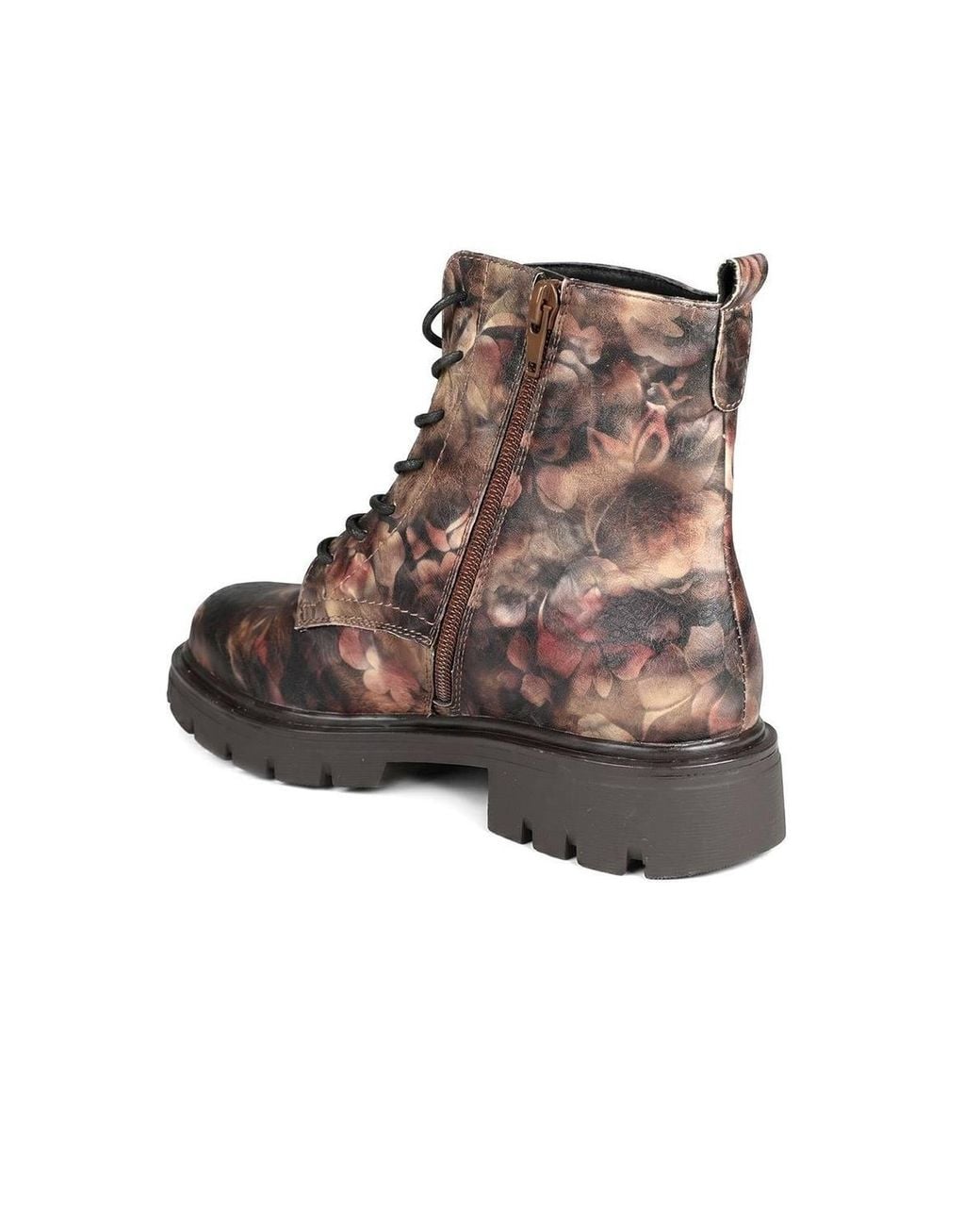 Pavers Brown Lace-Up Block-Heeled Boots