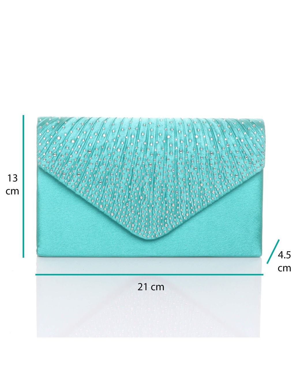 AJVANI Blue Diamante Envelope Clutch Bag
