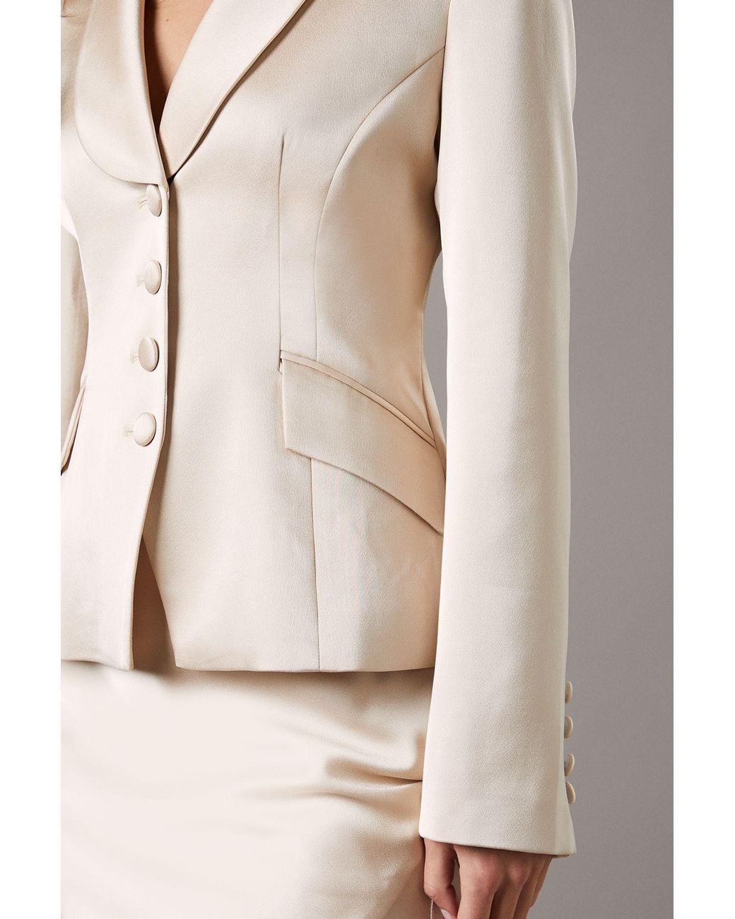 Coast Natural Waisted Jacket With Satin Lapel