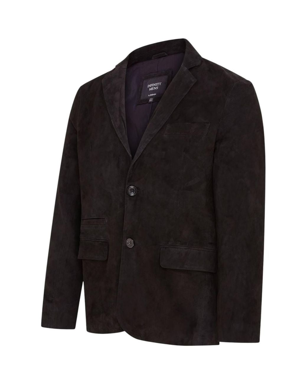 Infinity Leather Black Italian Suede Leather Blazer Jacket for men