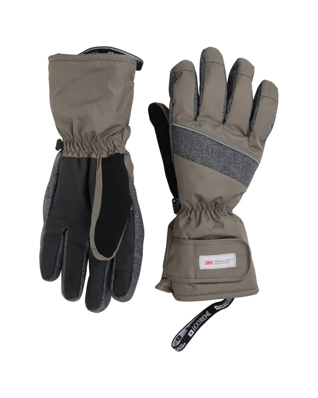 Mountain Warehouse Black Waterproof Breathable Thinsulate Lined Adjustable Fit Ski Gloves for men