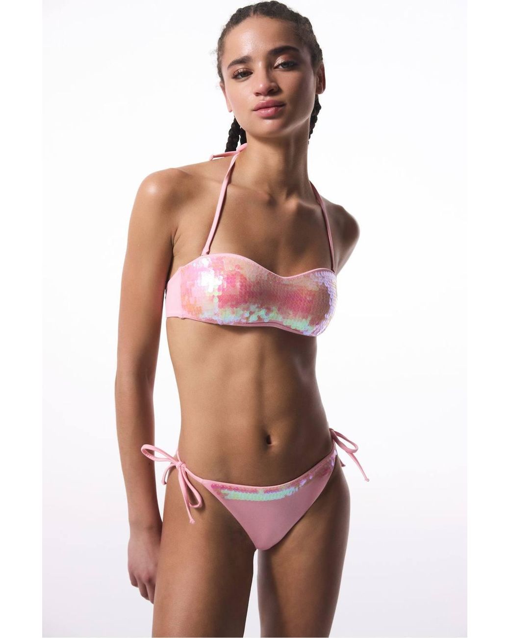 Penti Pink Sequin Embellished Bikini Bottoms