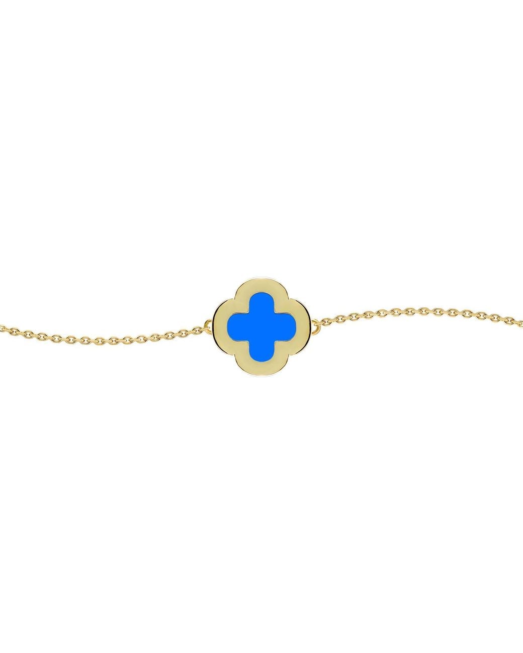 Jewelco London Blue Plated Clover Agate Cz Charm Bracelet 7-8.5"