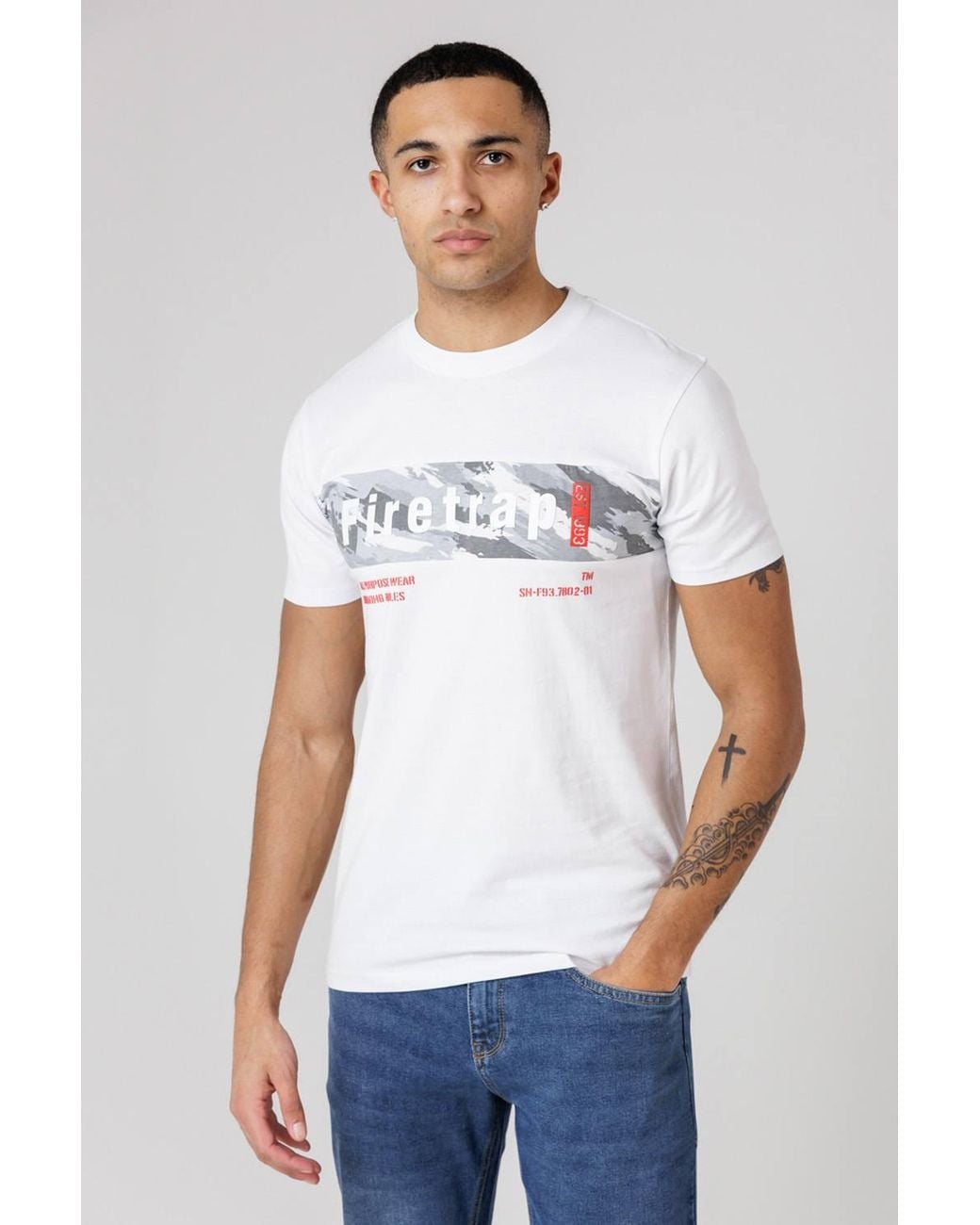 Firetrap Blue 3 Pack Regular Fit Cotton Graphic Crew Neck T-Shirts for men