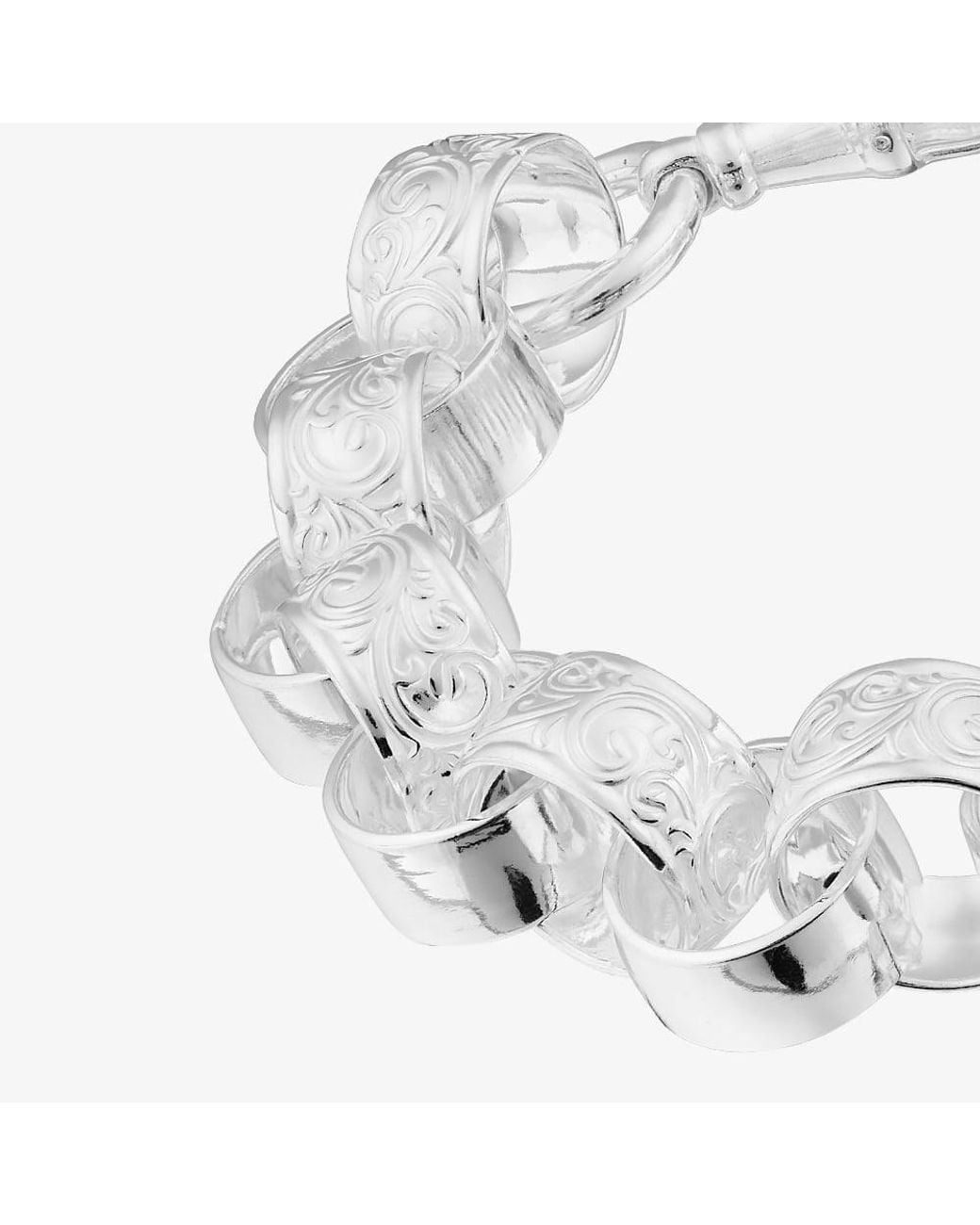 T.H.Baker Metallic Sterling 23Cm Patterned Belcher Bracelet S1073-09