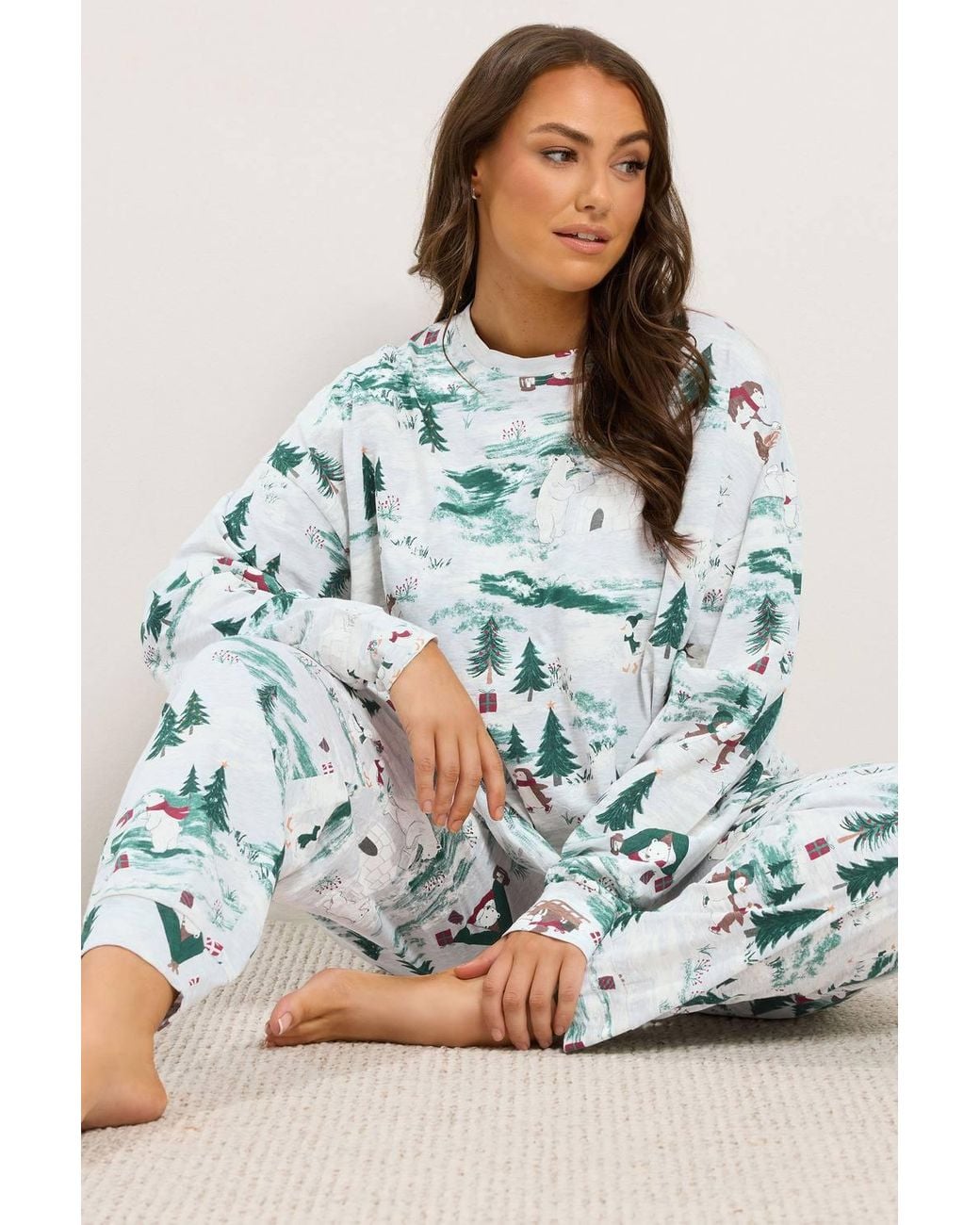 Yours Blue Festive Cuffed Pyjama Set
