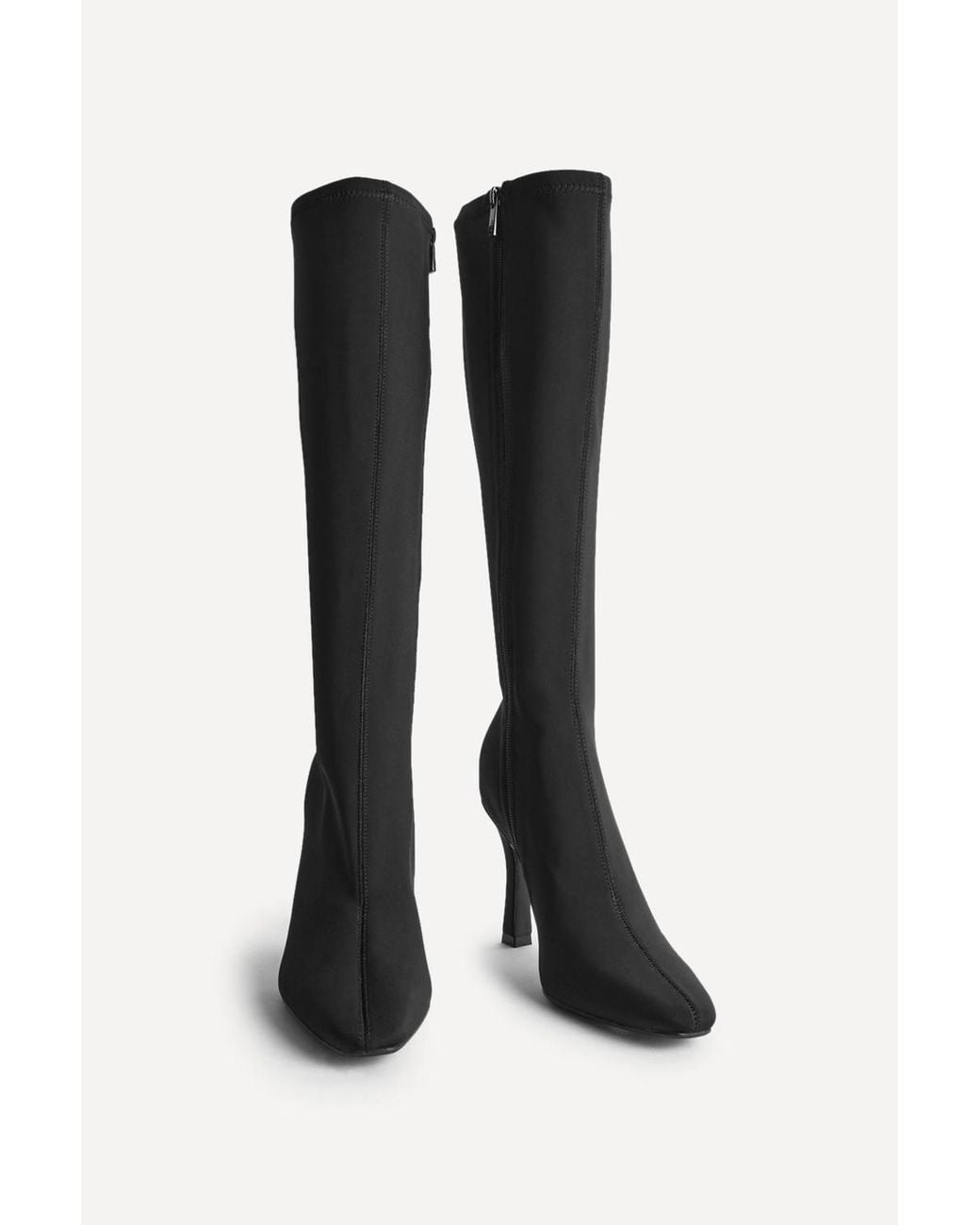 Linzi Black Alexia Lycra Stretch High Leg Boots