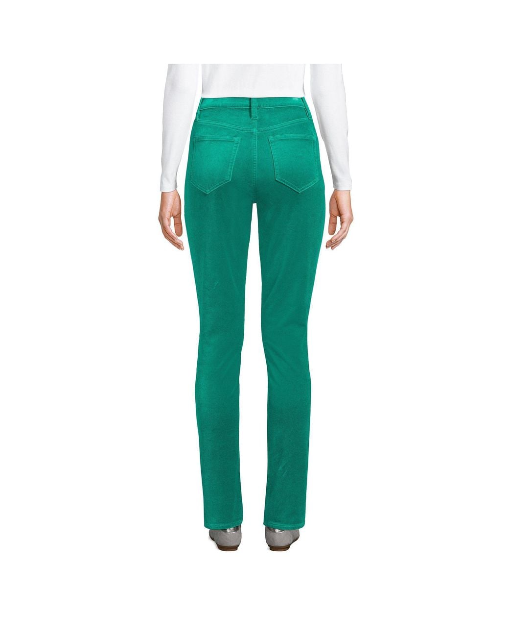 Lands' End Green Petite Slim Leg Velvet Jeans, High Waisted