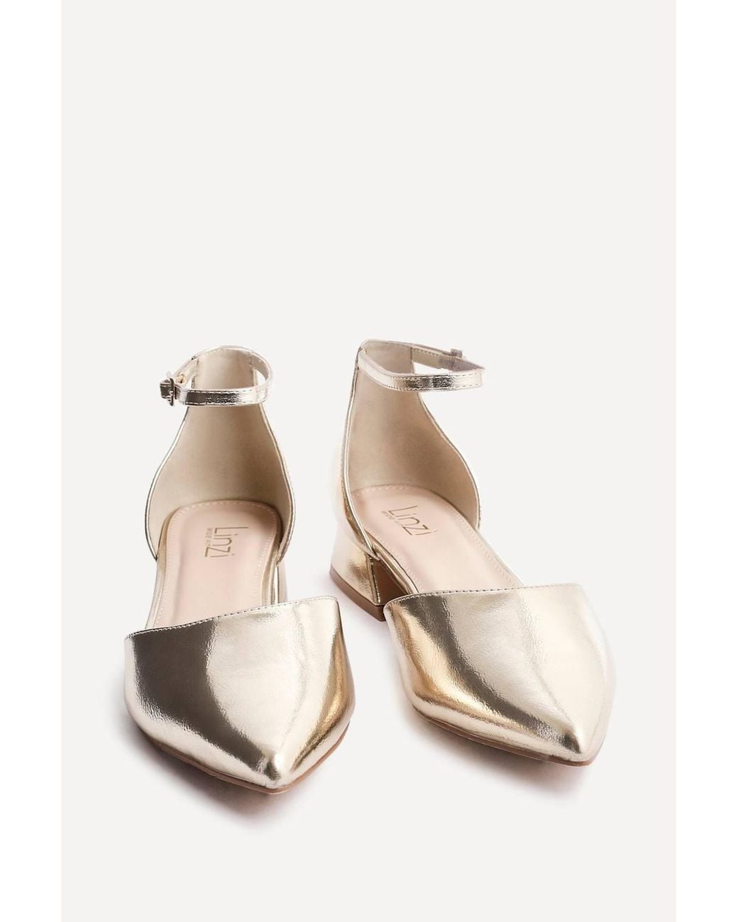 Linzi Natural Dolly Wide Fit Faux Leather Low Court Heels