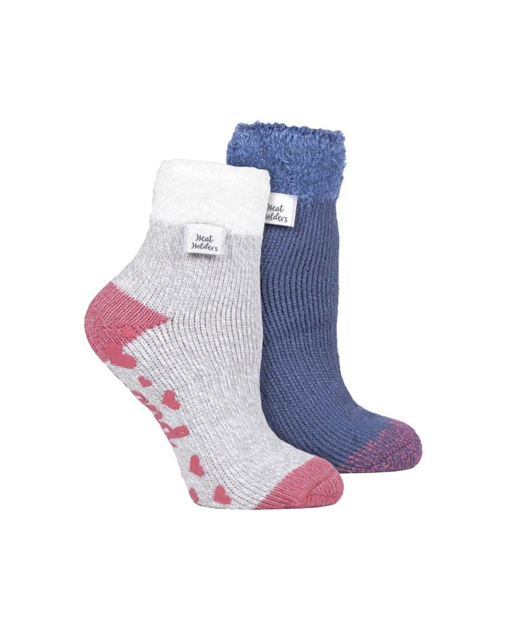 Heat Holders Blue 2 Pack Bed Socks Soft Cosy Warm Fluffy Winter Lounge Socks
