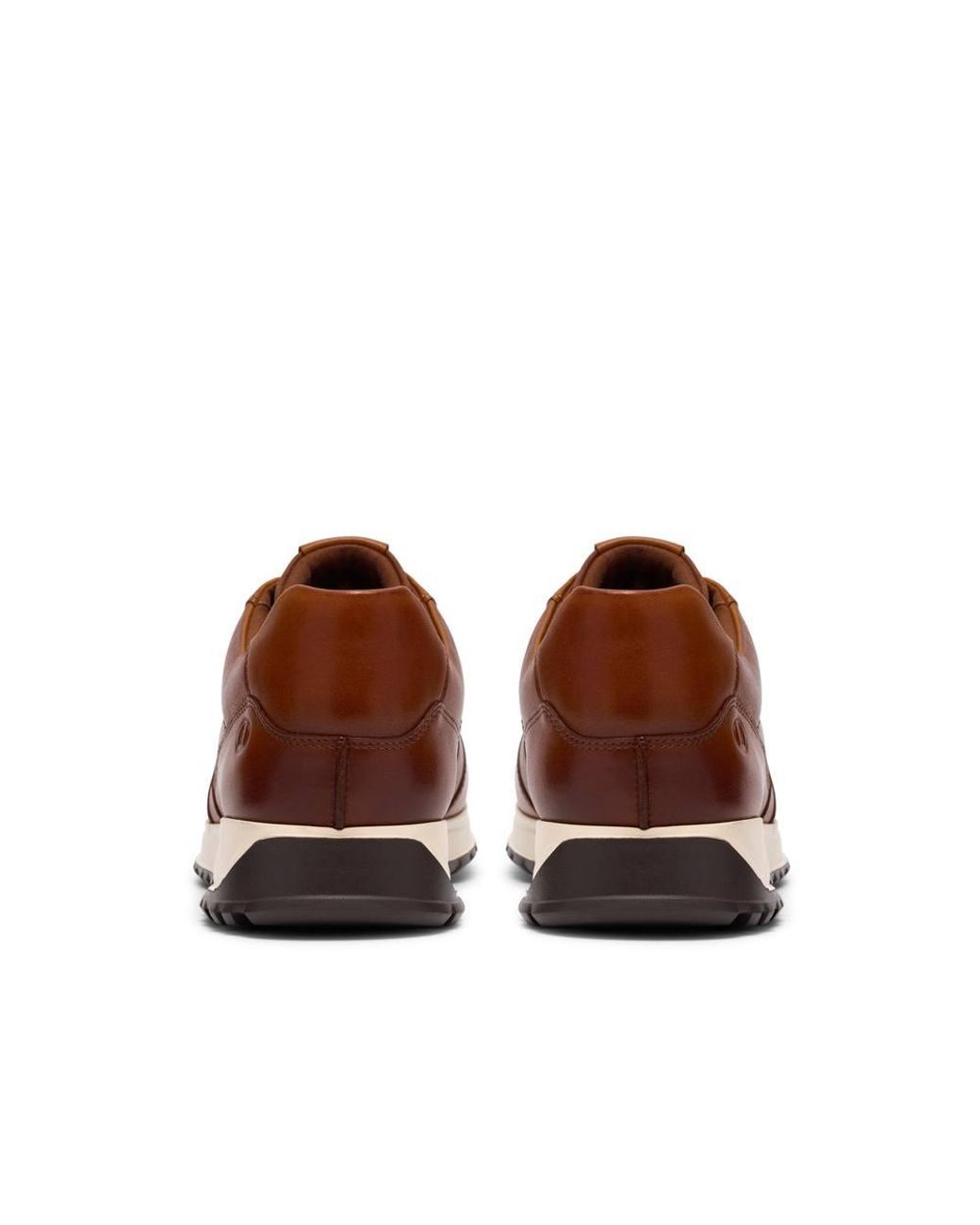 Clarks Brown Radwell Tie Tan Leather Trainers, Lace Up for men