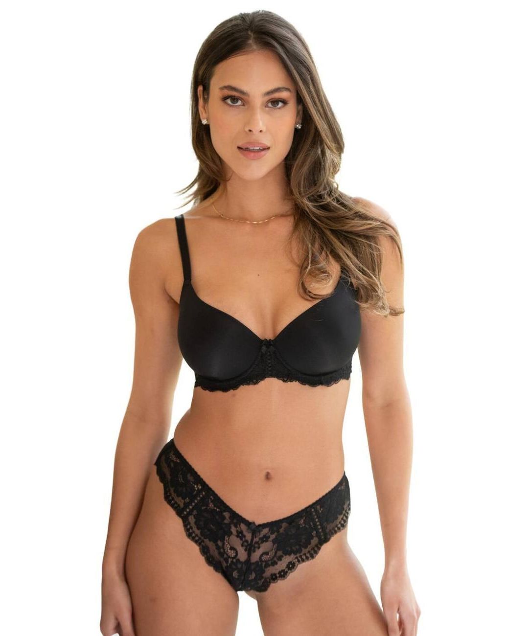 Pour Moi Black Fleur V-Shaped Brief