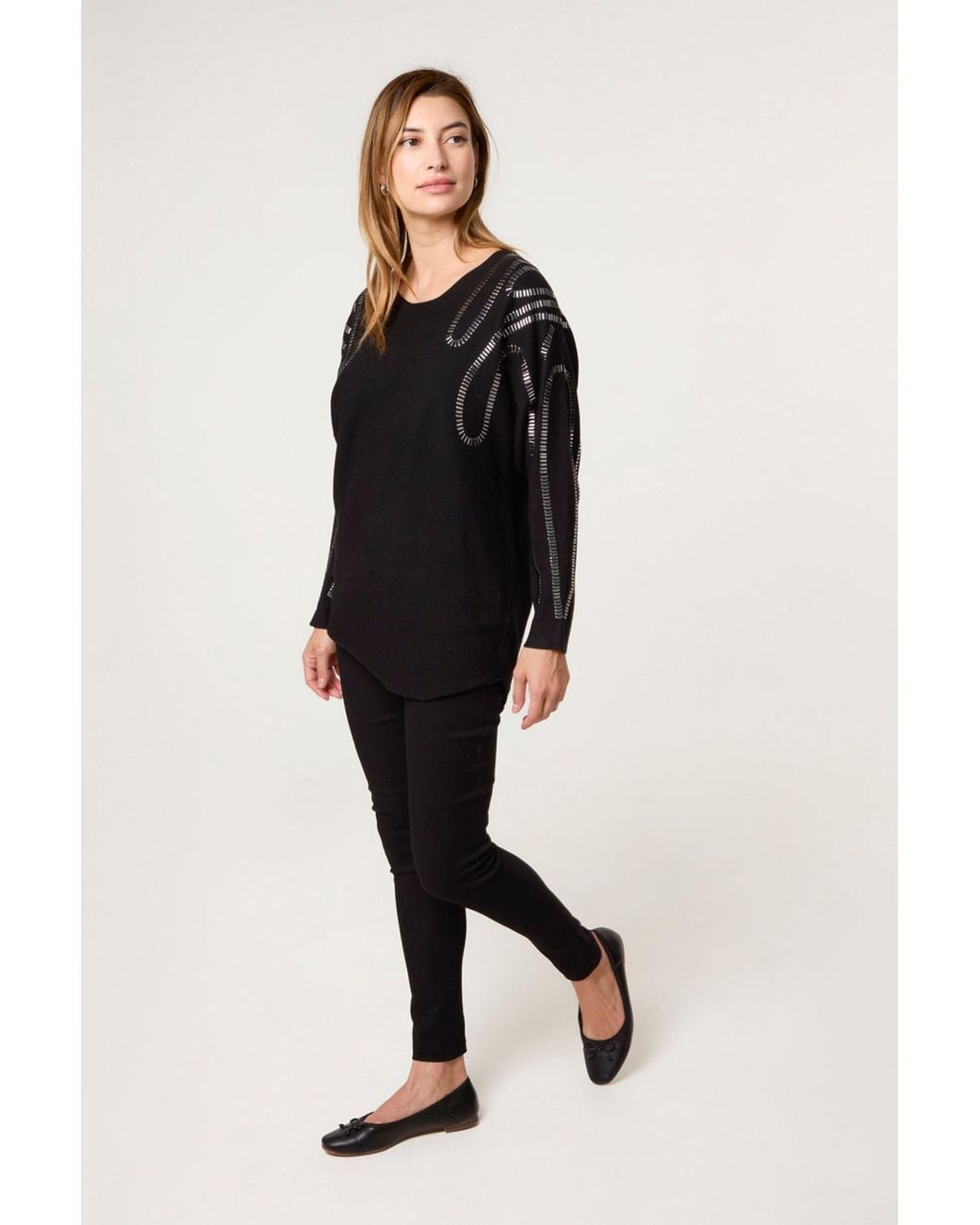 Blue Vanilla Black Long Sleeve Round Neck Jumper