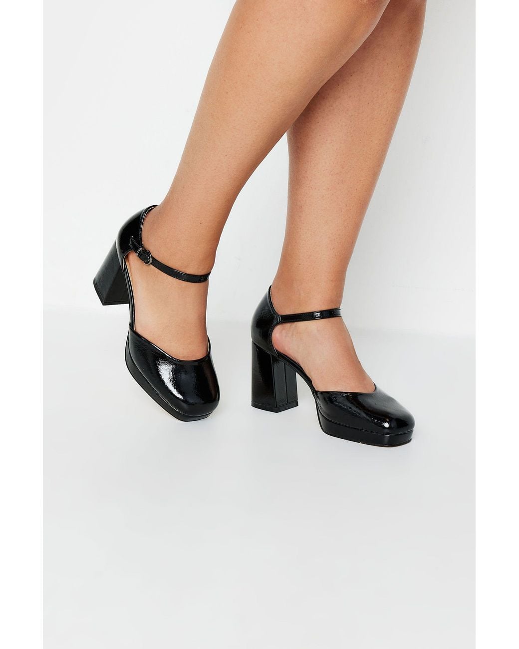 Yours Black Extra Wide Fit Court Heels