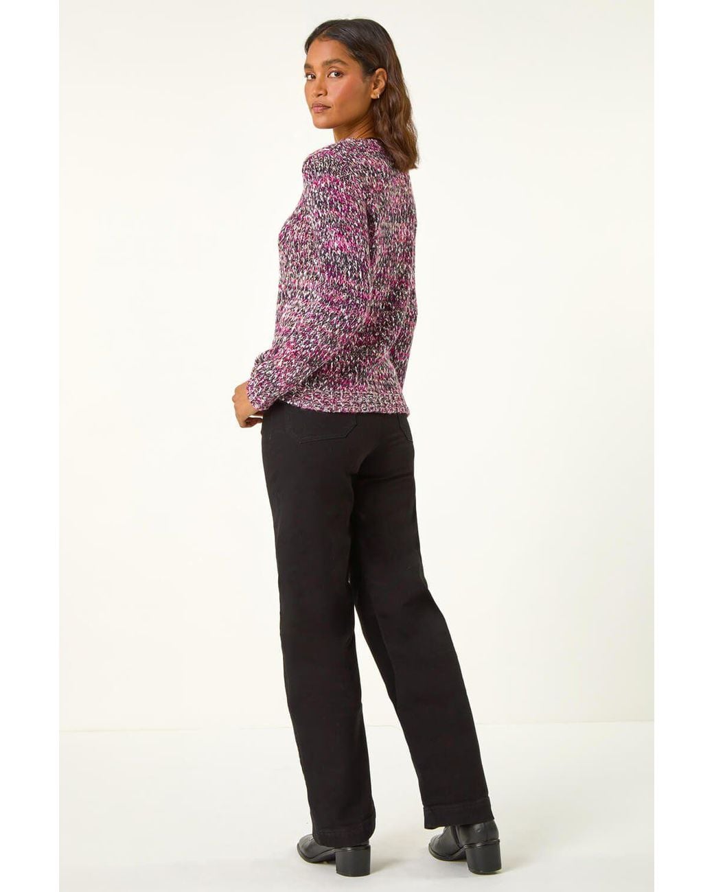 Roman Purple Crew Neck Tape Yarn Knit Jumper