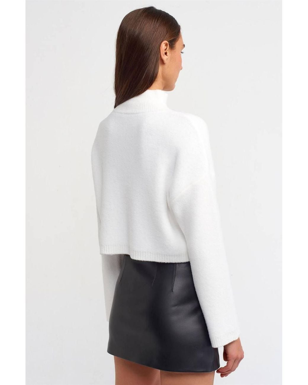 Dilvin Blue High-Waist Faux Leather Mini Skirt