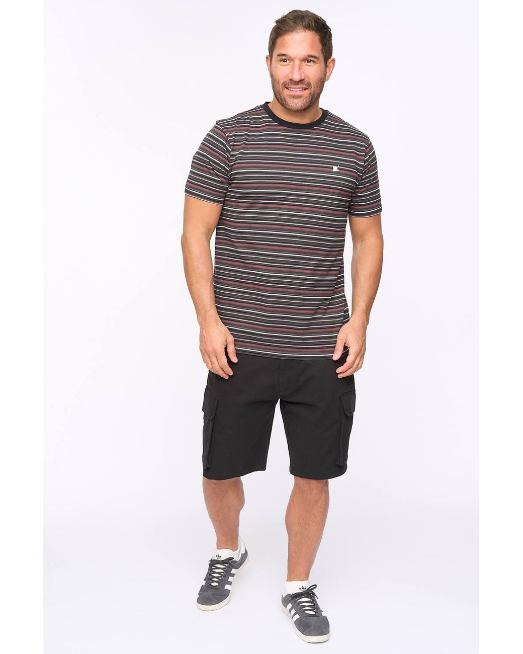 Bewley & Ritch Gray Packham 100% Cotton Yarn-Dyed Classic Stripe Crew Neck T-Shirt for men