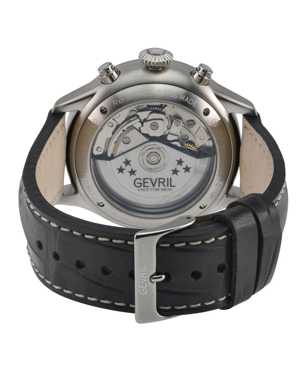 Gevril Gray Vaughn Chronograph Leather Swiss Automatic Eta 7750 Watch for men