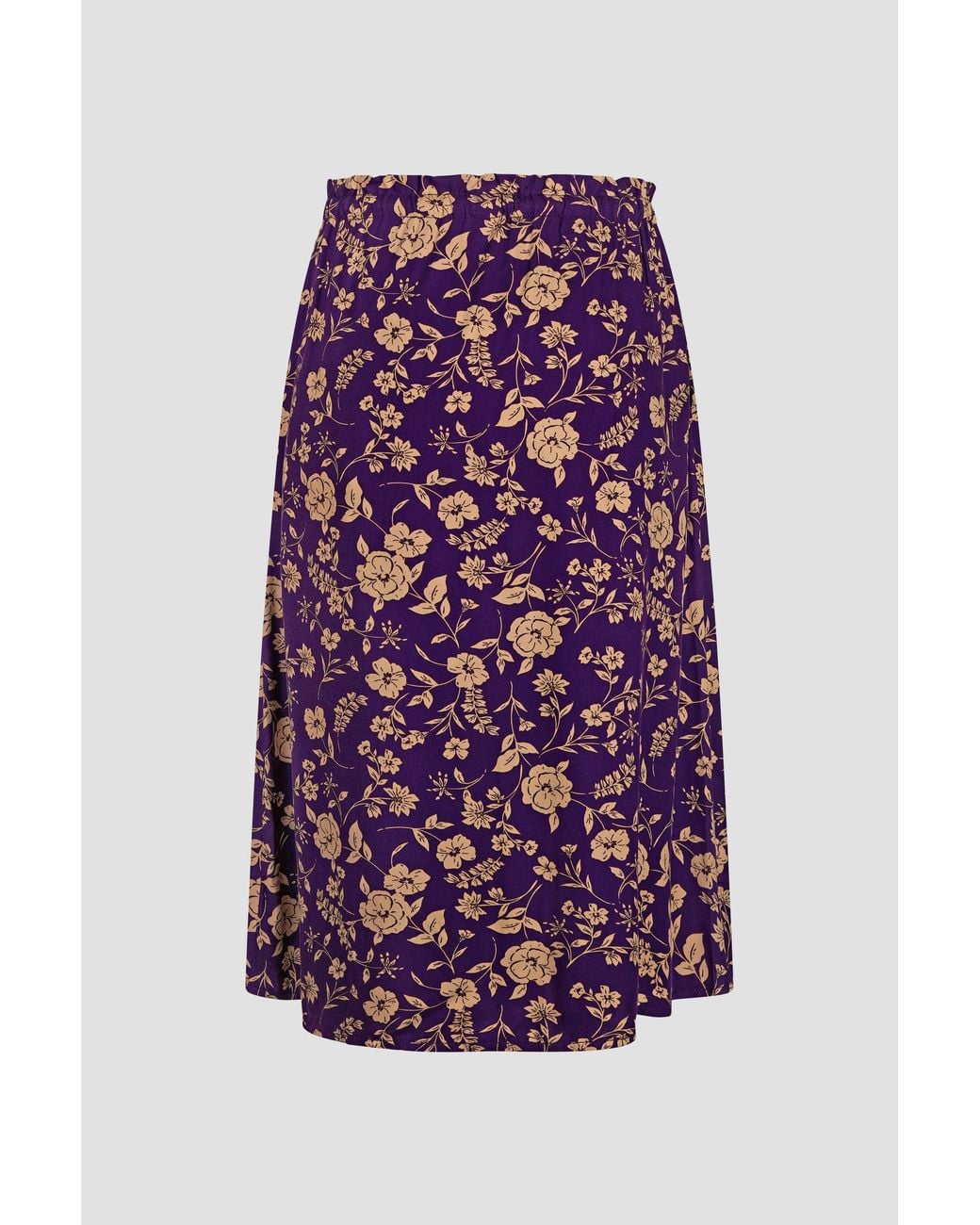 Enorsia Red Summer Flower Linen Midi Skirt