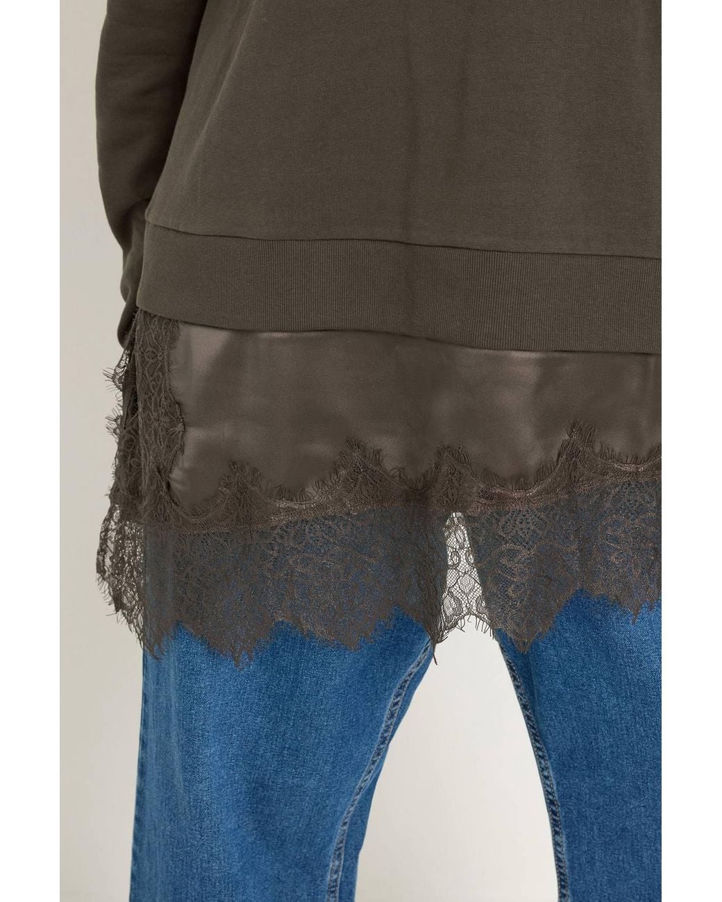 Yours Brown Satin Asymmetric Hem Sweatshirt