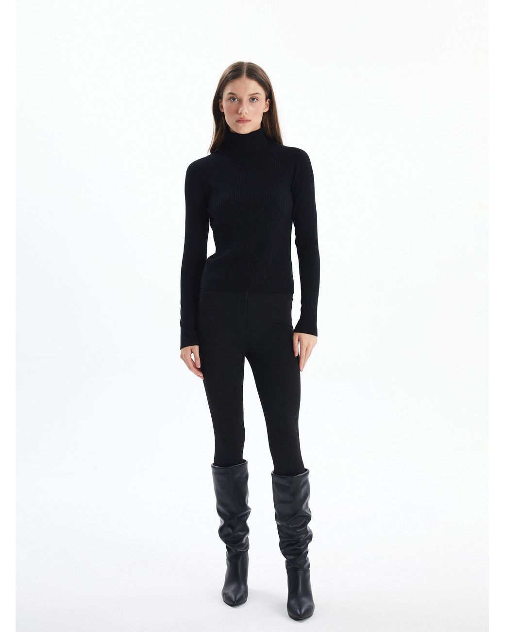 Alse Studio Black Fitted Super Soft Turtle Neck Ribbed Jumper