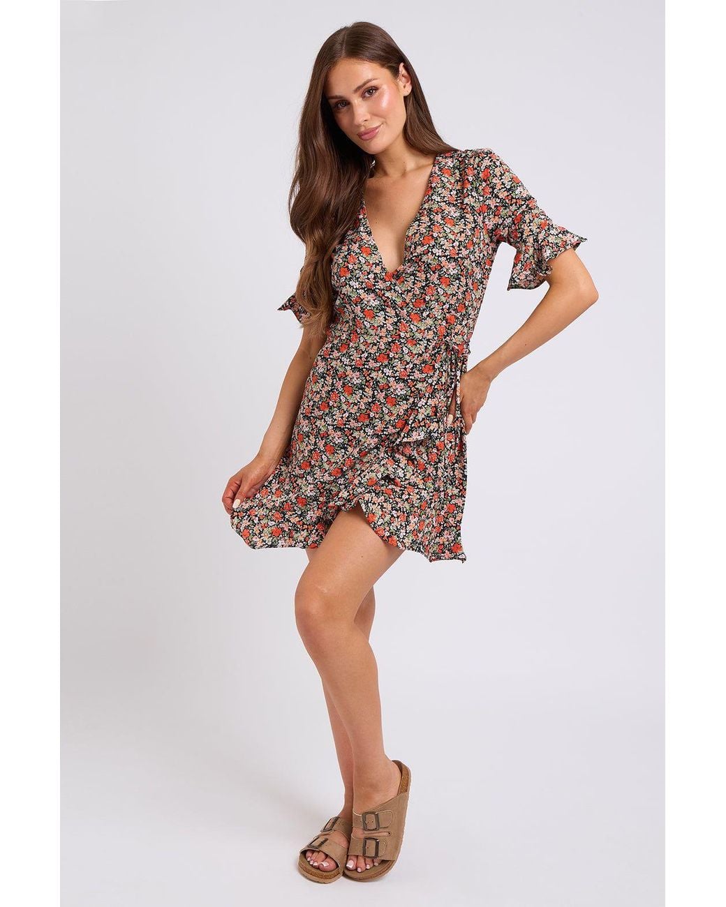 Urban Bliss Black Floral Wrap Dress
