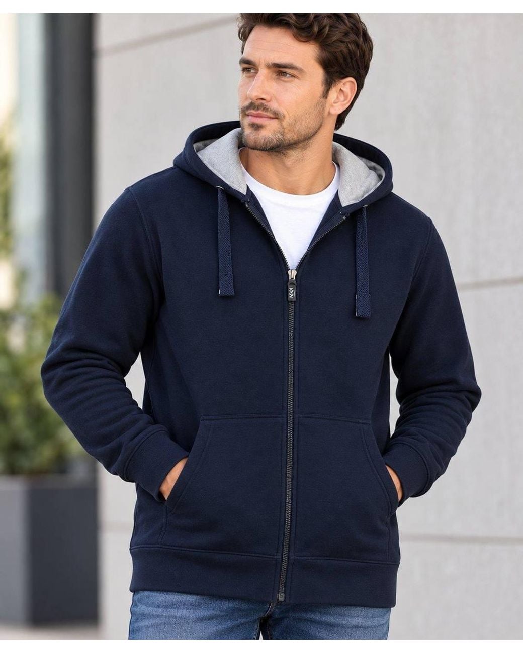 KAM Jeanswear Blue Long Sleeve Full Zip Hoody For for men