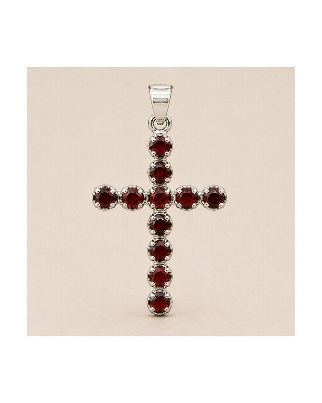 KDMD Red Plated Garnet Crucifix Pendant