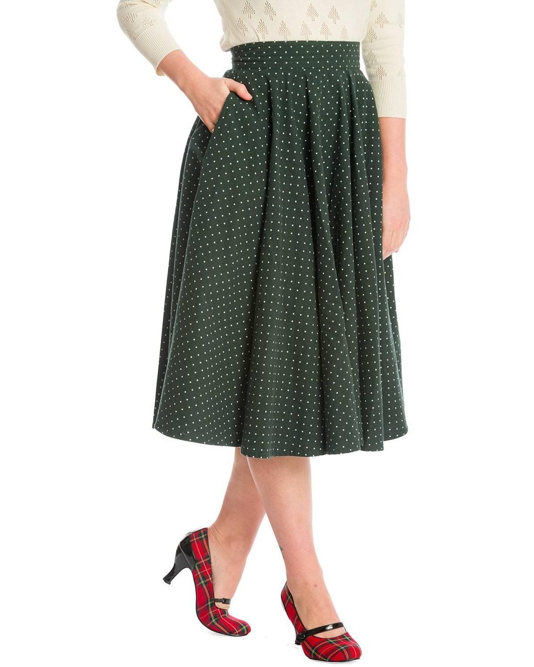 Banned Retro Green Cosy Spot Swing Skirt