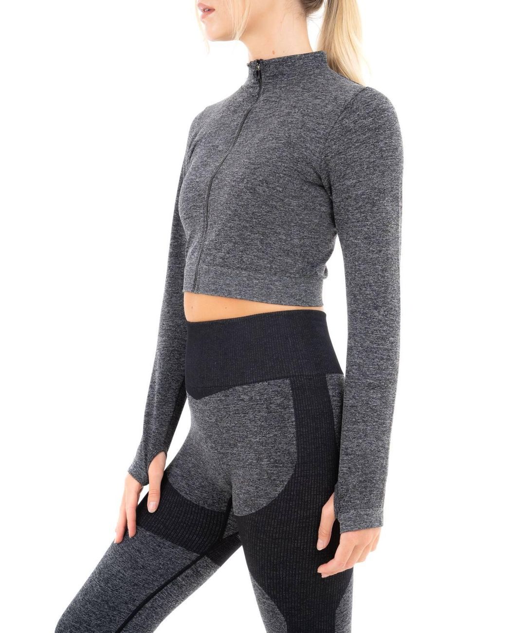 Smart Living Gray Seamless Ribbed Marl Jacket