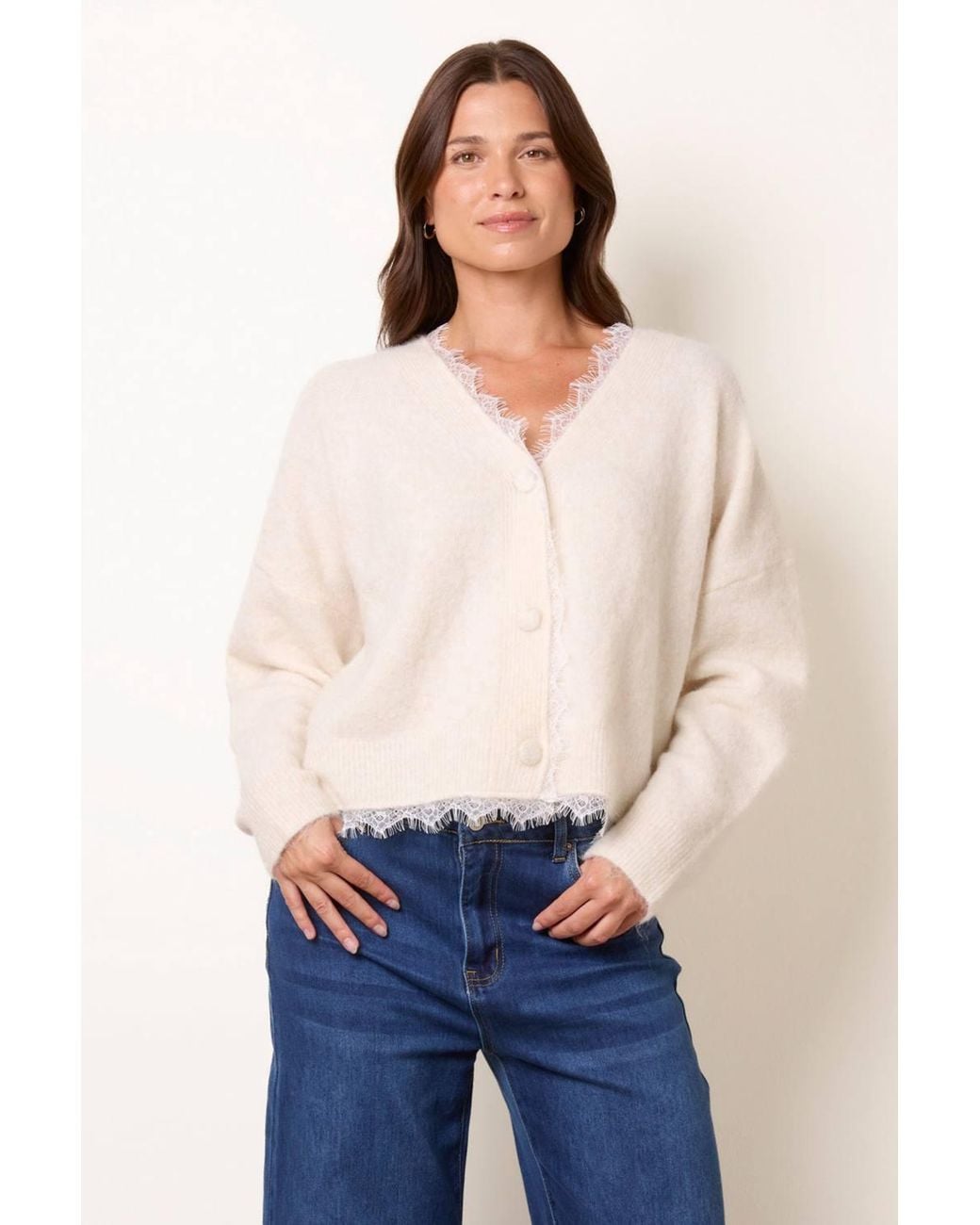 Blue Vanilla Natural Long Sleeve Button Up V-Neck Cardigan
