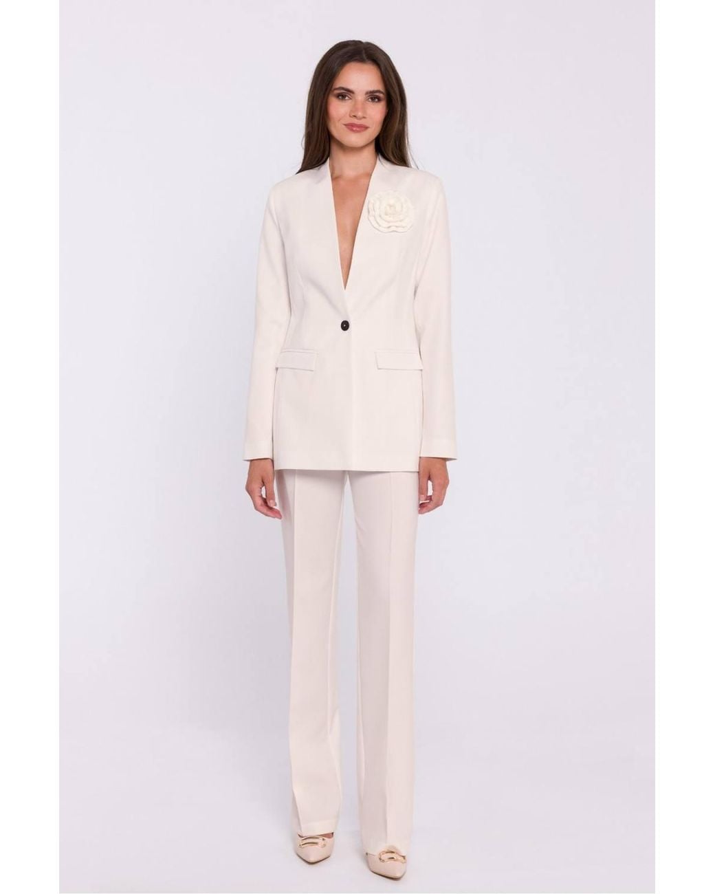 Love Lace Pink High Rise Flared Fabric Trousers Pressed Crease