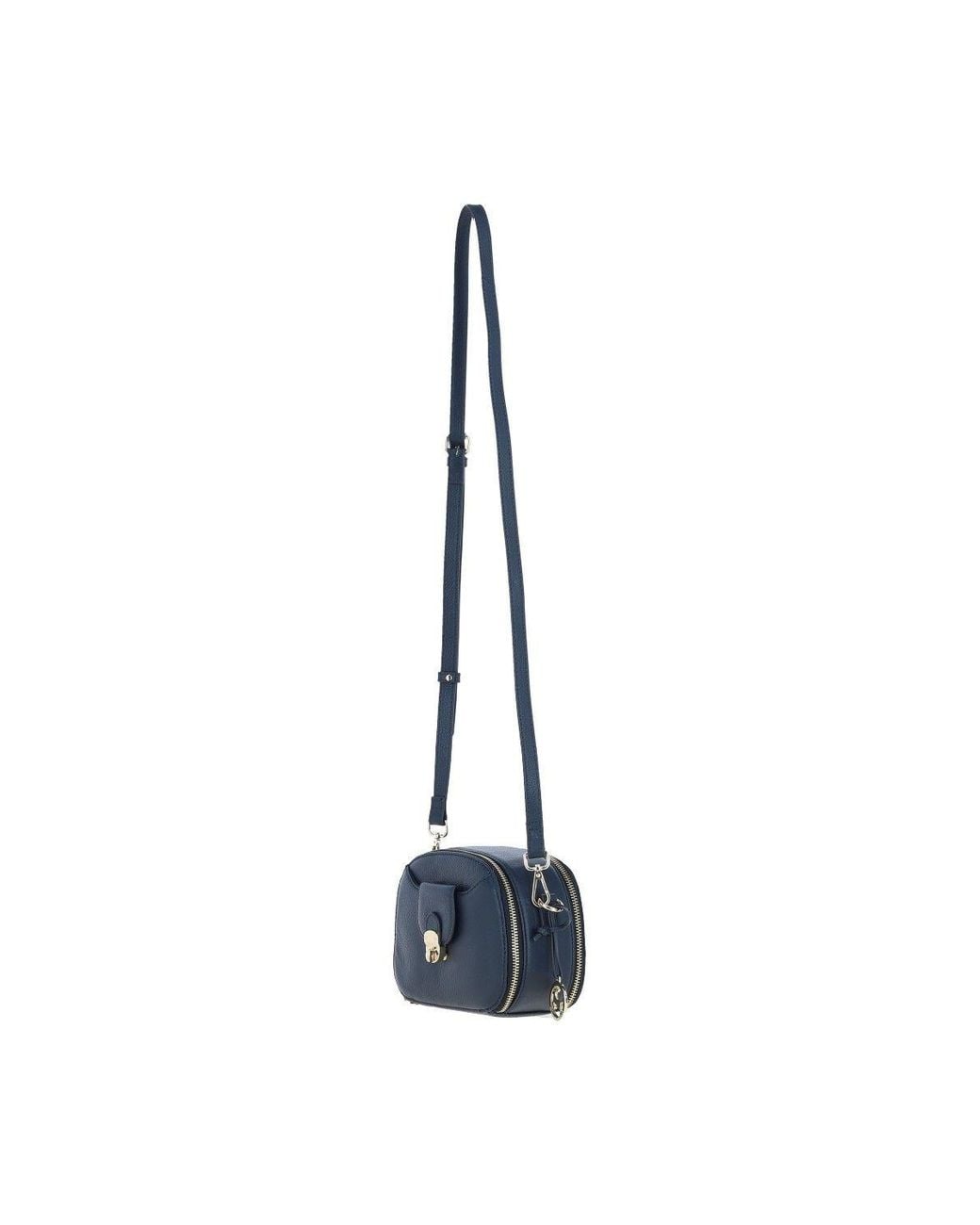 Ashwood Leather Blue Real Leather Compact Crossbody Bag With Adjustable Strap
