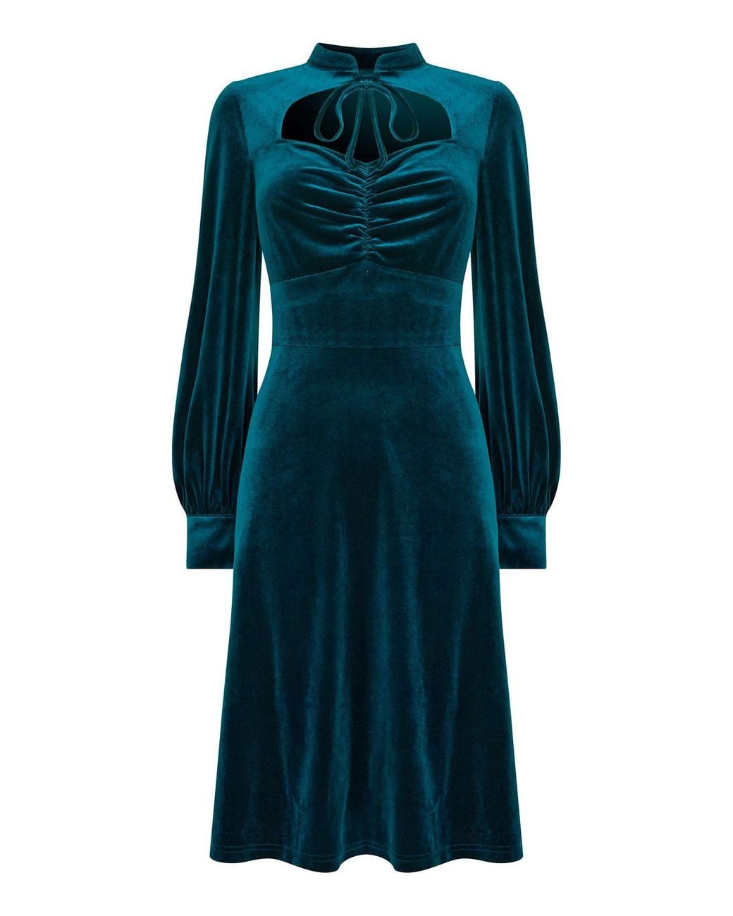 Joe Browns Blue Velour Knee-Length Dress With Keyhole Neckline