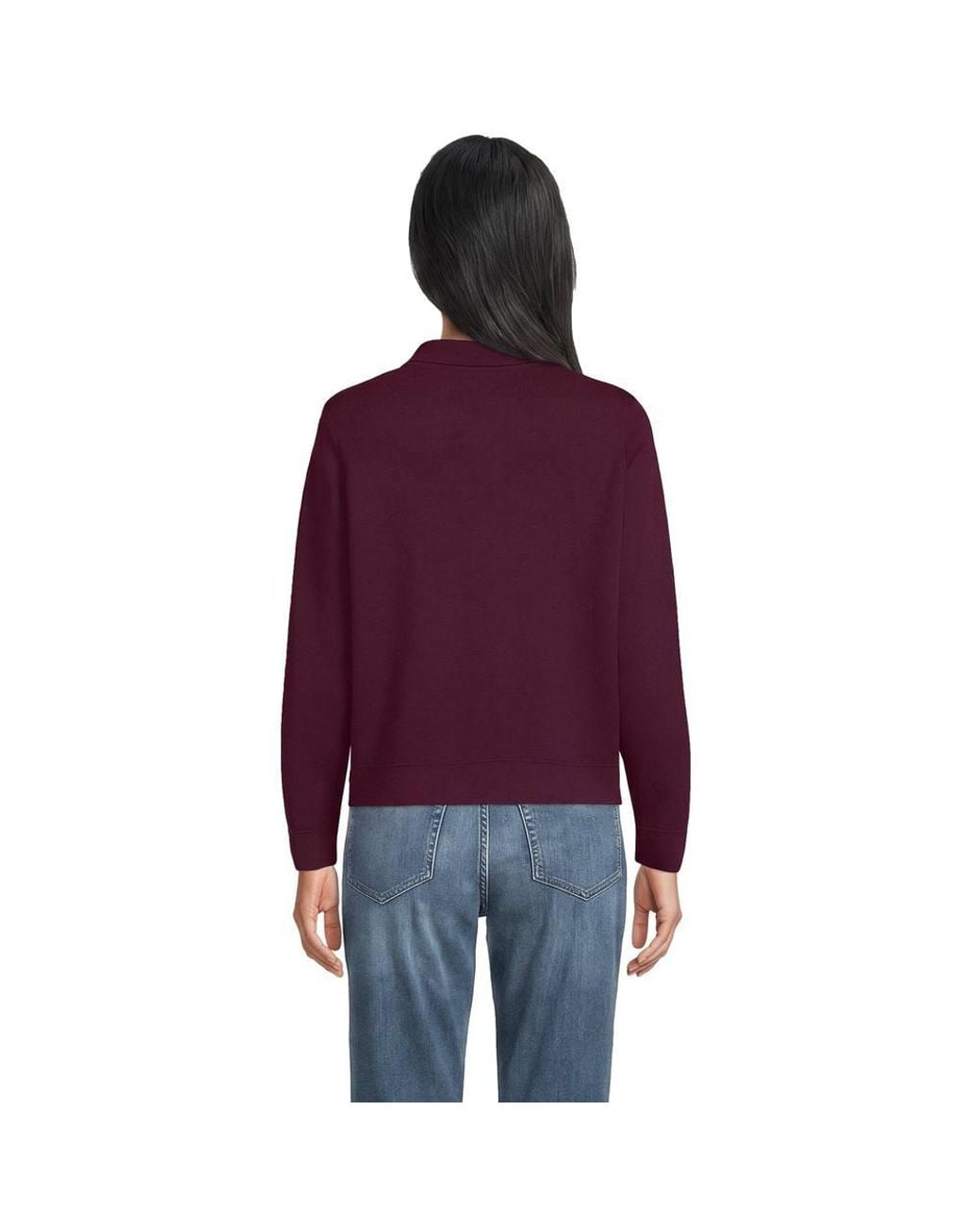 Lands' End Purple Cropped Knit Blazer