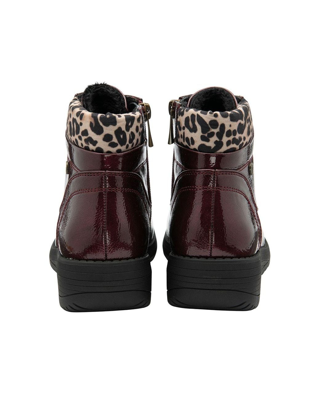 Lotus Brown 'Abelia' Patent Zip-Up Ankle Boots