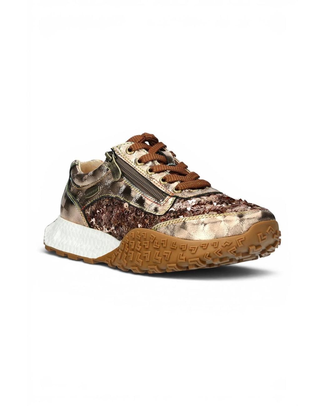 Infinity Leather Metallic Floral Leather Trainer Sneaker Shoes